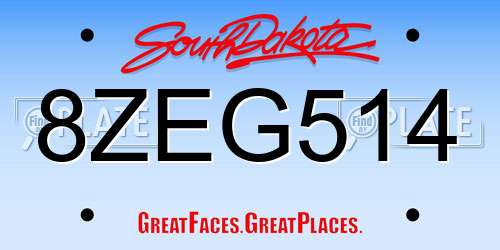 8ZEG514 South Dakota License Plate