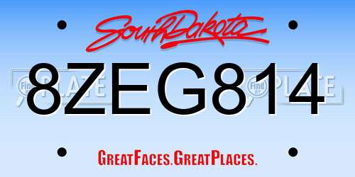 8ZEG814 South Dakota License Plate