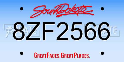 8ZF2566 South Dakota License Plate
