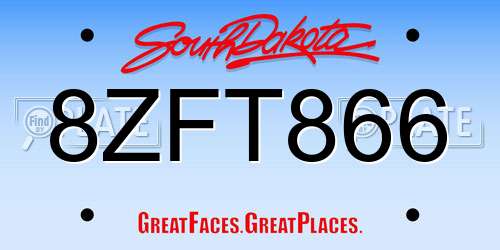 8ZFT866 South Dakota License Plate