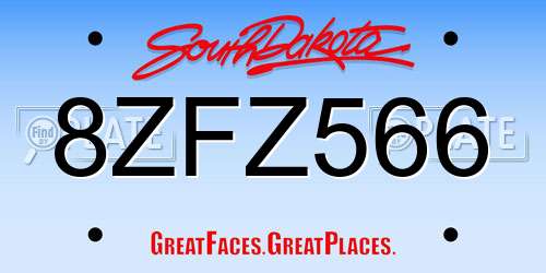 8ZFZ566 South Dakota License Plate