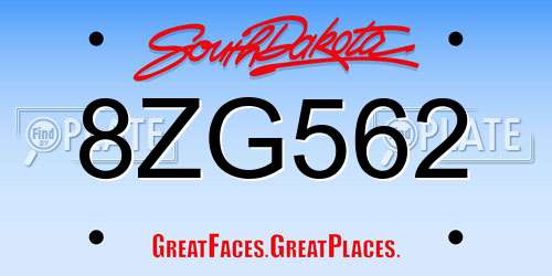 8ZG562 South Dakota License Plate