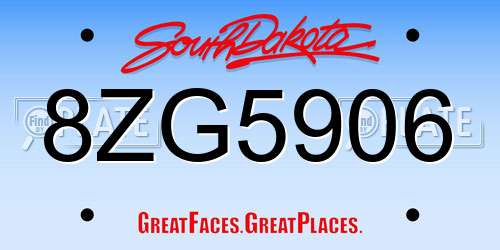8ZG5906 South Dakota License Plate