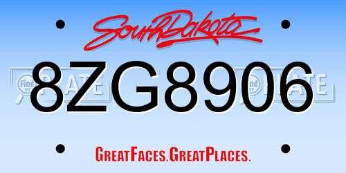 8ZG8906 South Dakota License Plate