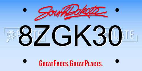 8ZGK30 South Dakota License Plate