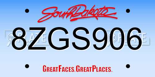 8ZGS906 South Dakota License Plate