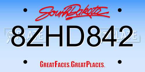 8ZHD842 South Dakota License Plate