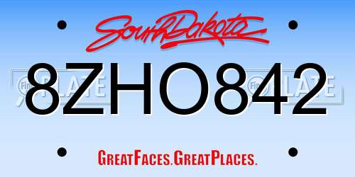 8ZHO842 South Dakota License Plate