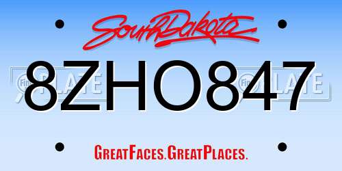 8ZHO847 South Dakota License Plate