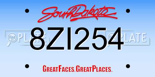 8ZI254 South Dakota License Plate