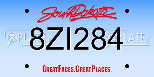 8ZI284 South Dakota License Plate