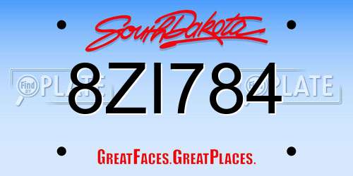 8ZI784 South Dakota License Plate