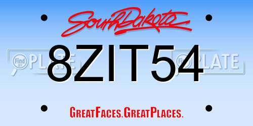 8ZIT54 South Dakota License Plate