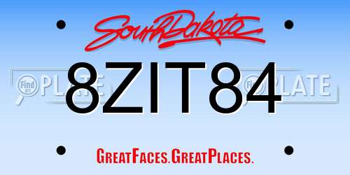 8ZIT84 South Dakota License Plate