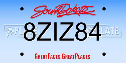 8ZIZ84 South Dakota License Plate
