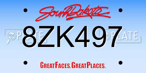 8ZK497 South Dakota License Plate