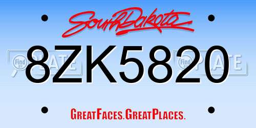 8ZK5820 South Dakota License Plate