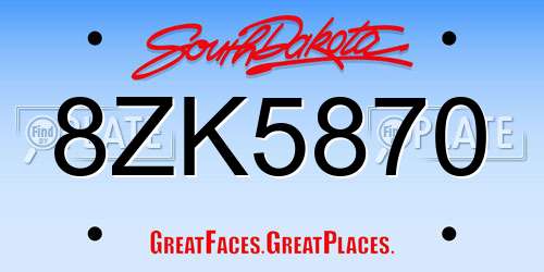 8ZK5870 South Dakota License Plate