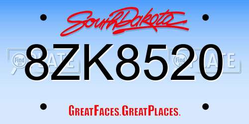 8ZK8520 South Dakota License Plate