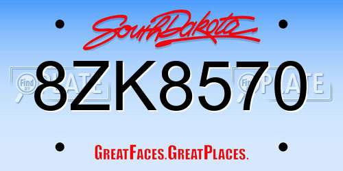 8ZK8570 South Dakota License Plate