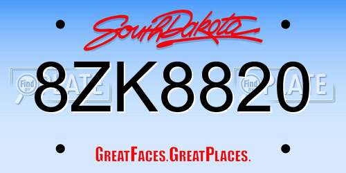 8ZK8820 South Dakota License Plate
