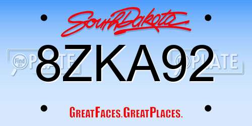 8ZKA92 South Dakota License Plate