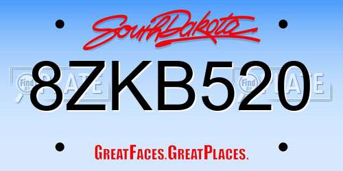 8ZKB520 South Dakota License Plate