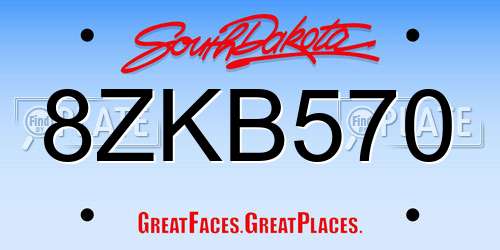 8ZKB570 South Dakota License Plate