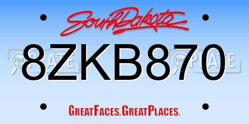 8ZKB870 South Dakota License Plate
