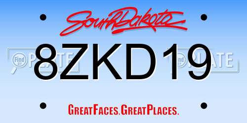 8ZKD19 South Dakota License Plate