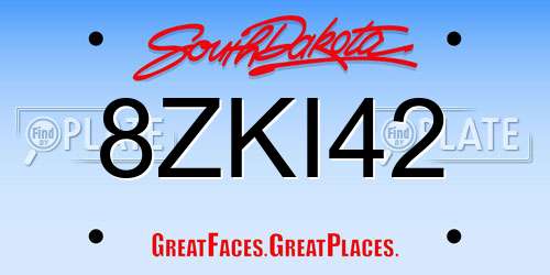 8ZKI42 South Dakota License Plate