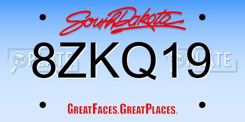 8ZKQ19 South Dakota License Plate
