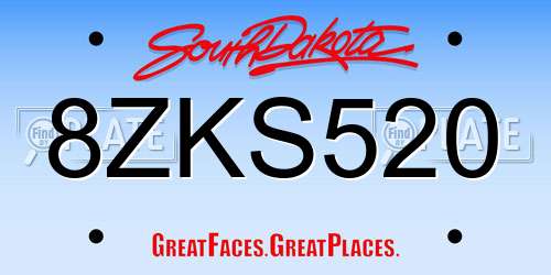 8ZKS520 South Dakota License Plate
