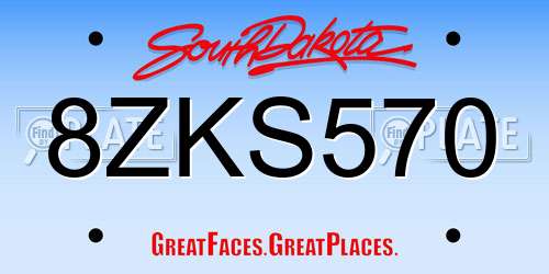 8ZKS570 South Dakota License Plate