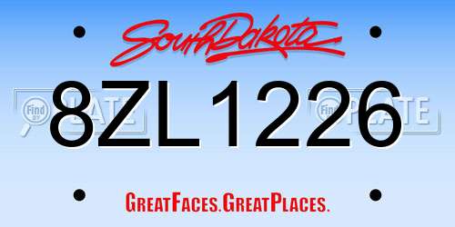 8ZL1226 South Dakota License Plate