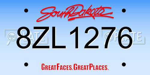 8ZL1276 South Dakota License Plate