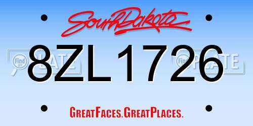 8ZL1726 South Dakota License Plate
