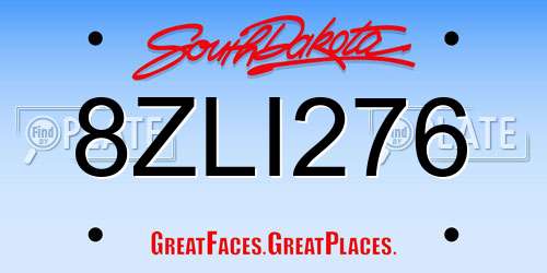 8ZLI276 South Dakota License Plate