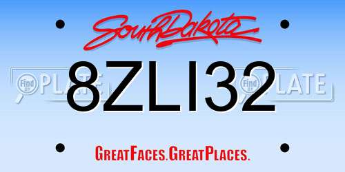 8ZLI32 South Dakota License Plate