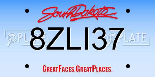 8ZLI37 South Dakota License Plate