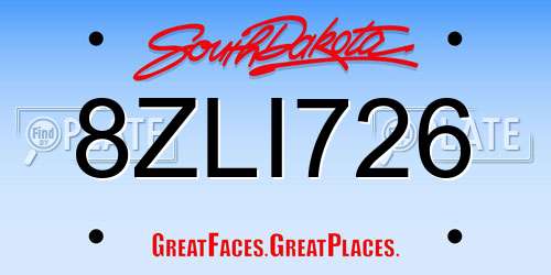8ZLI726 South Dakota License Plate