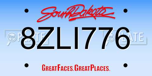 8ZLI776 South Dakota License Plate