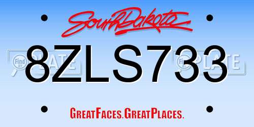 8ZLS733 South Dakota License Plate