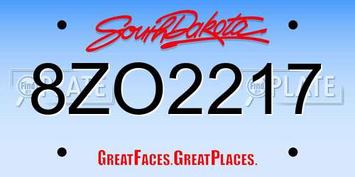 8ZO2217 South Dakota License Plate