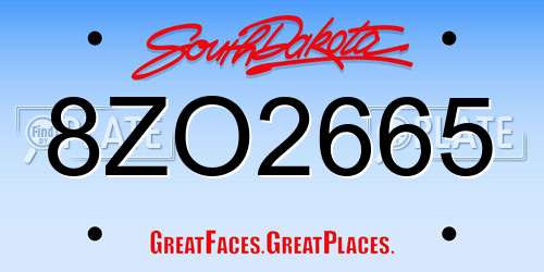 8ZO2665 South Dakota License Plate