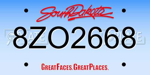 8ZO2668 South Dakota License Plate