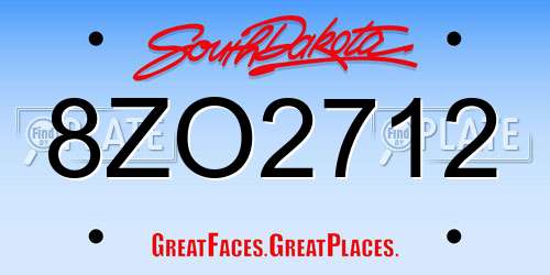 8ZO2712 South Dakota License Plate