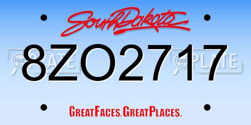 8ZO2717 South Dakota License Plate
