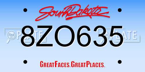 8ZO635 South Dakota License Plate