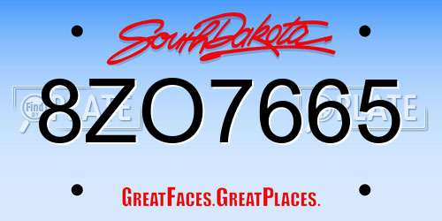 8ZO7665 South Dakota License Plate